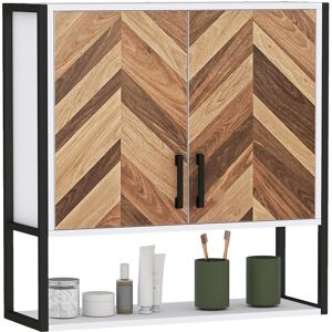 Homcom - Bathroom Cabinet Wall Mounted Over the Toilet with 2 Doors, Walnut