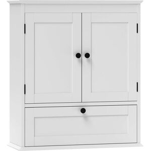 HOMCOM Bathroom Cabinet Wall Mounted with Adjustable Shelf, White