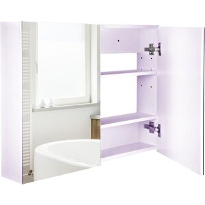 HOMCOM Bathroom Mirror Cabinet Wall Mounted, 80 x 15 x 60 cm, White