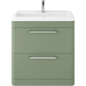 Hudson Reed Solar Matt Fern Green 800mm Floor Standing 2 Drawer Vanity Unit and Ceramic Basin - SOL803A