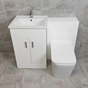 Hydros - 1050mm Bathroom Vanity Set Sink Basin and Square Style Toilet Luxury Tess, With Tap & Waste