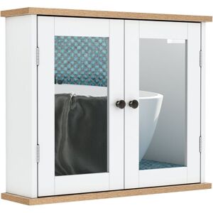 Kleankin - Bathroom Mirror Cabinet Wall Mounted Storage Cupboard w/ Double Door