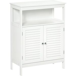 Kleankin - Wooden Bathroom Floor Cabinet with Door Corner Storage Oragnizer White
