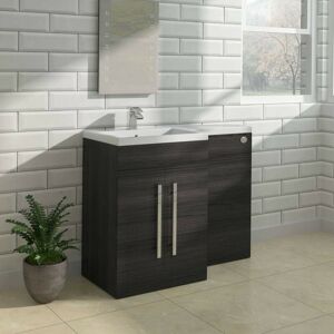 NRG L Shape Bathroom Furniture Cabinet Combination Vanity Unit Basin Left Hand Calm Grey
