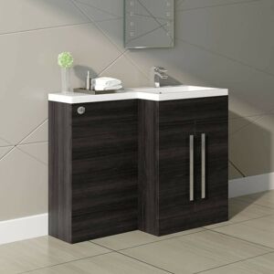 NRG - l Shape Bathroom Furniture Cabinet Combination Vanity Unit Basin Right Hand Calm Grey