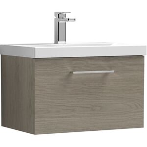 Balterley - Wall Hung 1 Drawer Vanity Unit with Mid-Edge Ceramic Basin, 600mm - Woodgrain Solace Oak