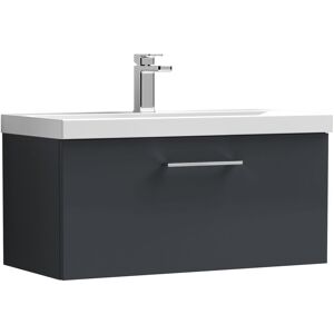 Balterley - Wall Hung 1 Drawer Vanity Unit & Mid-Edge Ceramic Basin, Dark Grey, 800mm