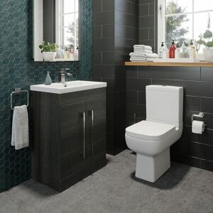 AFFINE 600mm Bathroom Vanity Unit Basin & Modern Close Coupled Toilet wc Charcoal Grey