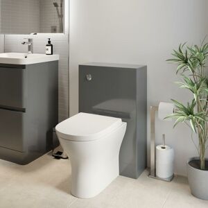 Regis Modern Bathroom Toilet Unit Concealed Cistern 500mm wc btw Soft Close Seat Grey