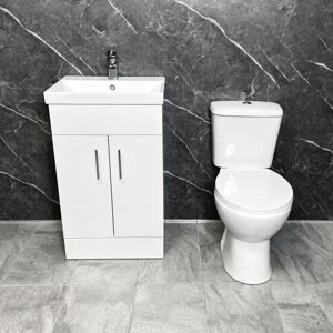HYDROS Naomi 500mm Vanity Unit Basin Sink Storage with Modern Rimless Toilet Ensuite, No Tap-500mm Unit