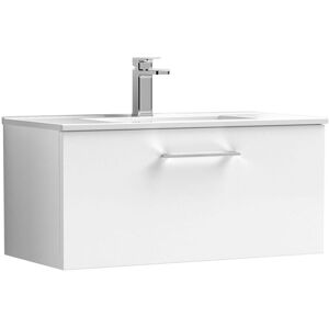 Nuie - Arno Wall Hung 1-Drawer Vanity Unit with Basin-2 800mm Wide - Gloss White