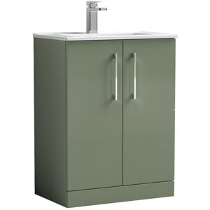 Nuie - Arno Floor Standing 2-Door Vanity Unit with Basin-2 600mm Wide - Satin Green