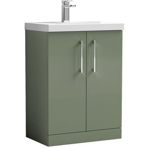 Nuie - Arno Floor Standing 2-Door Vanity Unit with Basin-3 600mm Wide - Satin Green