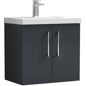 Nuie - Arno Wall Hung 2-Door Vanity Unit with Basin-3 600mm Wide - Satin Anthracite