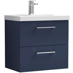 Nuie - Arno Wall Hung 2-Drawer Vanity Unit with Basin-3 600mm Wide - Midnight Blue