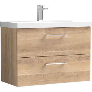 Nuie - Arno Wall Hung 2-Drawer Vanity Unit with Basin-3 800mm Wide - Bleached Oak