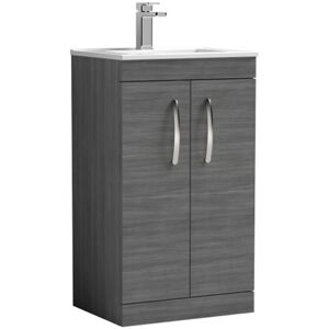 Nuie - Athena Floor Standing 2-Door Vanity Unit with Basin-2 500mm Wide - Anthracite Woodgrain
