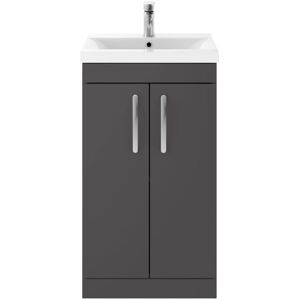 Nuie - Athena Floor Standing 2-Door Vanity Unit with Basin-2 500mm Wide - Gloss Grey
