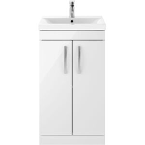 Premier - Nuie Athena Floor Standing 2-Door Vanity Unit with Basin-2 500mm Wide - Gloss White