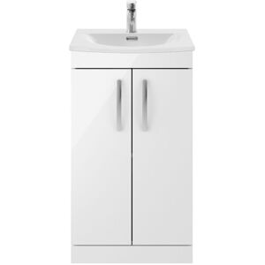 Nuie - Athena Floor Standing 2-Door Vanity Unit with Basin-4 500mm Wide - Gloss White