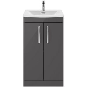 Nuie - Athena Floor Standing 2-Door Vanity Unit with Basin-4 500mm Wide - Gloss Grey