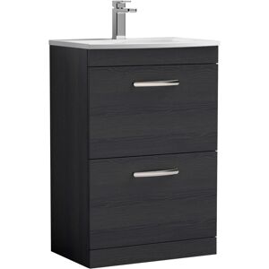 Nuie - Athena Floor Standing 2-Drawer Vanity Unit with Basin-4 600mm Wide - Charcoal Black