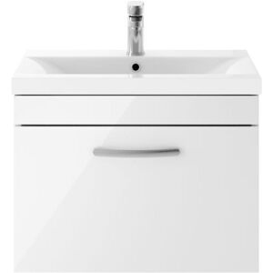 Nuie - Athena Wall Hung 1-Drawer Vanity Unit with Basin-3 600mm Wide - Gloss White