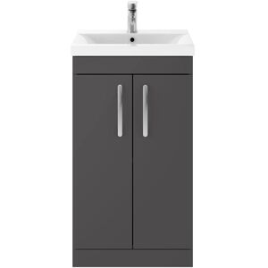 Nuie - Athena Floor Standing 2-Door Vanity Unit with Basin-3 500mm Wide - Gloss Grey