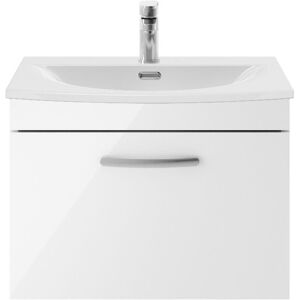 Nuie - Athena Wall Hung 1-Drawer Vanity Unit with Basin-4 600mm Wide - Gloss White