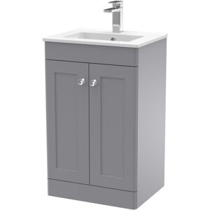 Nuie - Classique Floor Standing 2-Door Vanity Unit with Basin-2 500mm Wide - Satin Grey