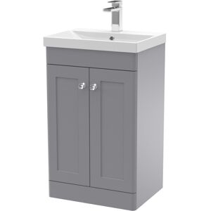 Nuie - Classique Floor Standing 2-Door Vanity Unit with Basin-3 500mm Wide - Satin Grey