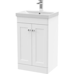 Nuie - Classique Floor Standing 2-Door Vanity Unit with Basin-3 500mm Wide - Satin White