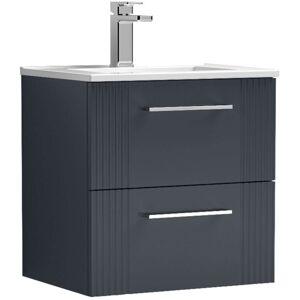 Nuie - Deco Wall Hung 2-Drawer Vanity Unit with Basin-2 500mm Wide - Satin Anthracite