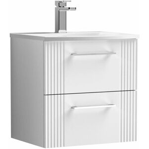 Nuie - Deco Wall Hung 2-Drawer Vanity Unit with Basin-4 500mm Wide - Satin White