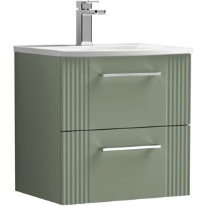 Nuie - Deco Wall Hung 2-Drawer Vanity Unit with Basin-4 500mm Wide - Satin Green