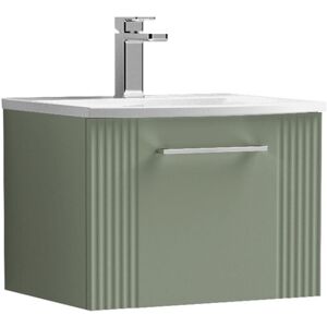 Nuie - Deco Wall Hung 1-Drawer Vanity Unit with Basin-4 500mm Wide - Satin Green