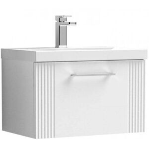 Nuie - Deco Wall Hung 1-Drawer Vanity Unit with Basin-3 600mm Wide - Satin White