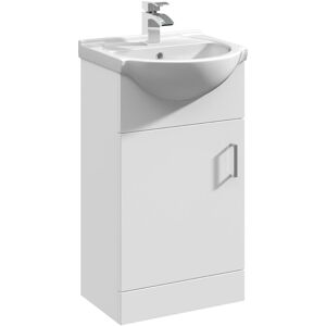BALTERLEY 1 Door Bathroom Vanity Basin Unit with Round Basin - 450mm - Gloss White