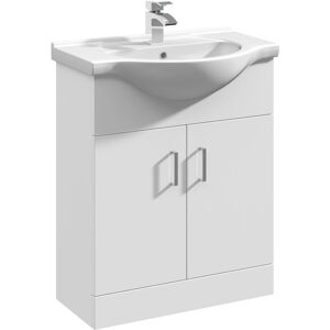 Balterley - 2 Door Bathroom Vanity Basin Unit with Round Basin - 650mm - Gloss White