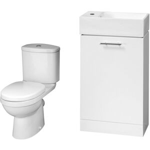 BALTERLEY Cloakroom Suite - Floor Standing Vanity and Toilet Set - Gloss White
