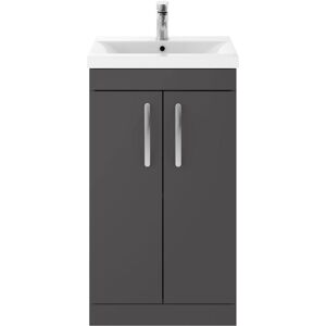 Nuie - Athena Floor Standing 2-Door Vanity Unit with Basin-1 500mm Wide - Gloss Grey