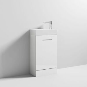 Nuie - Mayford Floor Standing 1-Door Vanity Unit with Basin 480mm Wide - Gloss White