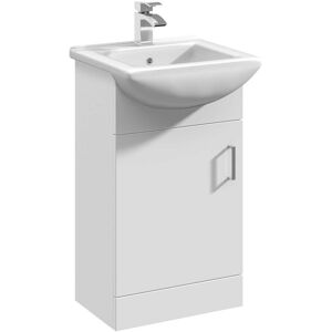 Nuie - Mayford Floor Standing 1-Door Vanity Unit with Square Basin 450mm Wide - White