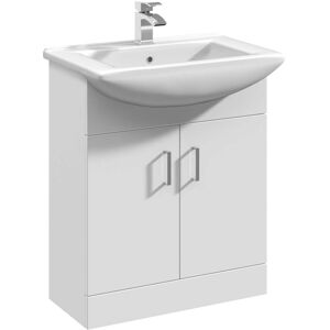Nuie - Mayford Floor Standing 2-Door Vanity Unit with Square Basin 650mm Wide - White