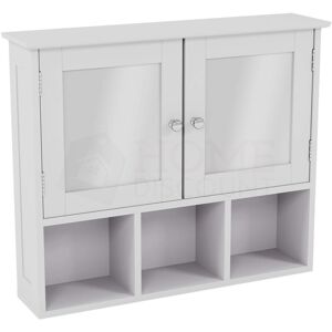 Home Discount - Priano 2 Door Bathroom Cabinet With 3 Shelves Mirrored Wall Mounted Cabinet, White