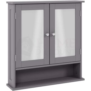 Home Discount - Priano 2 Door Bathroom Cabinet With Shelf Mirrored Wall Mounted Cabinet, Grey