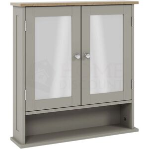 Home Discount - Priano 2 Door Bathroom Cabinet With Shelf Mirrored Wall Mounted Cabinet, Grey
