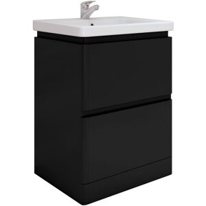RAK CERAMICS Rak Resort Floor Standing 2-Drawer Vanity Unit with Basin 650mm Wide - Matt Black