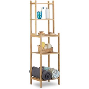 Bamboo Bathroom Shelf, 5 Tiers for Kitchen, Hallway, Bathroom, Open, Freestanding, HxWxD: 121x33x28 cm, Natural Brown - Relaxdays