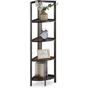 Bamboo Corner Shelving, 4 Half-rounded Shelves, Foldable,Standing Shelf Unit, Open, hwd 120x28x28 cm, Brown - Relaxdays